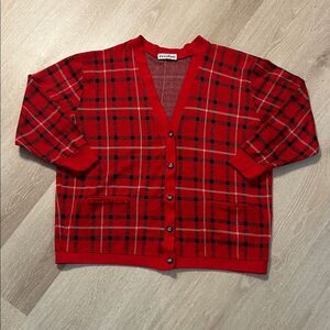 Vintage Women’s Plaid Button Down Cardigan w Pockets